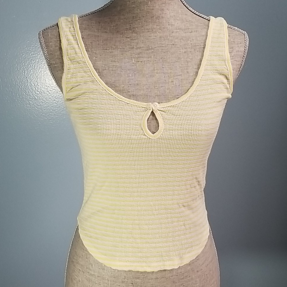 PacSun Me to We Yellow Striped Ribbed Tank Top Size Medium NWT